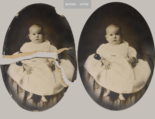 Before and After Depicting Photo Repairs
